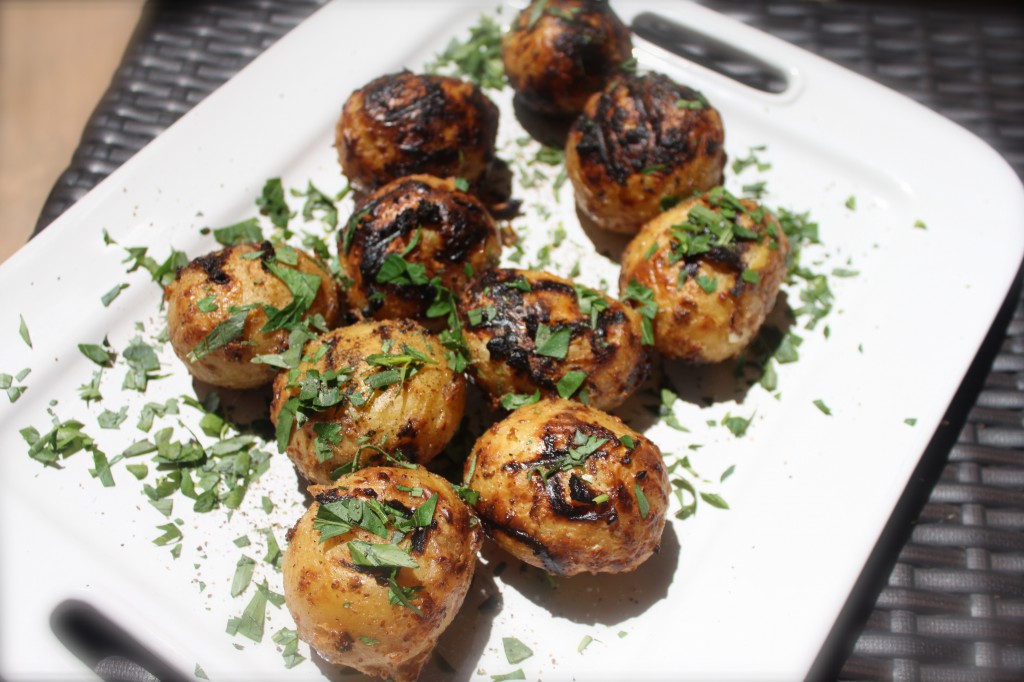 Plate of grilled potatoes