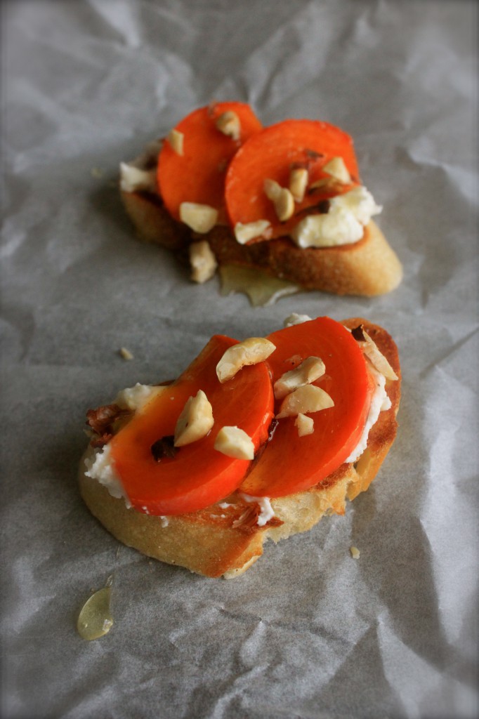 Persimmon bruschetta vertical