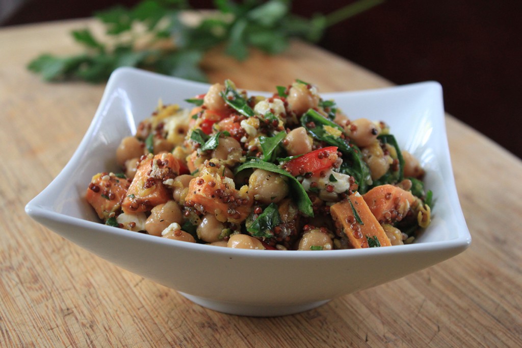 chickpea, quinoa and roasted yam salad