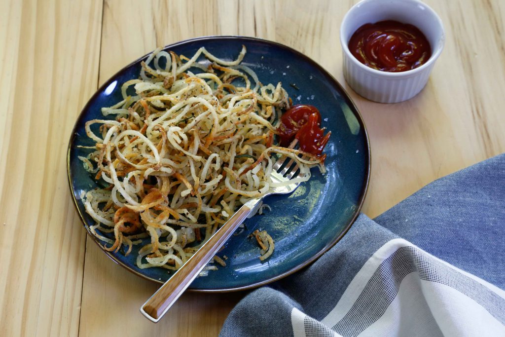 Spiralized Potatoes with Fried Rosemary
